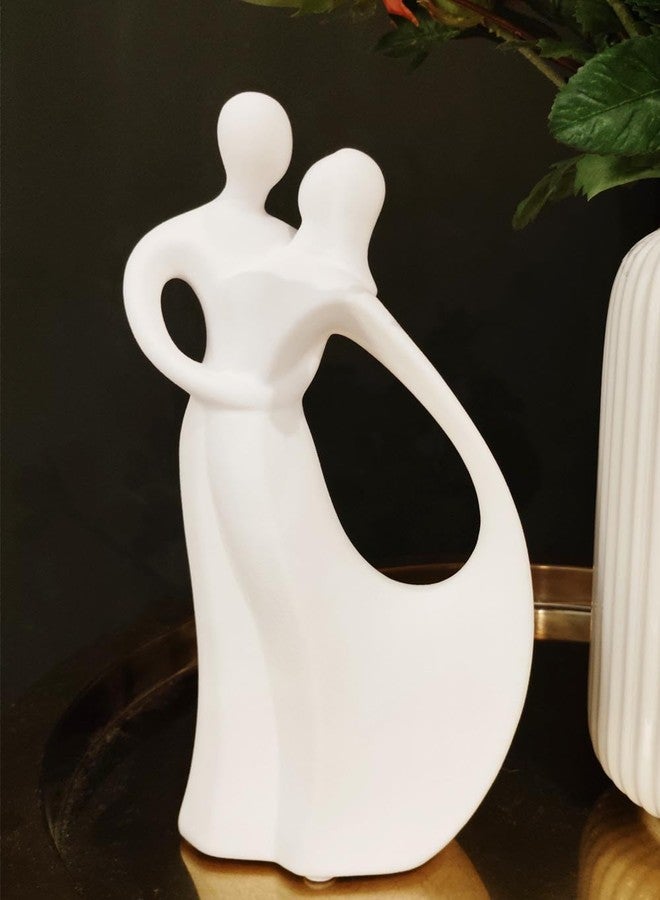 Insiswiner White Couple Statues Home Decor Ceramic Small Couple Statue Love Statues and Figurines Couple Gifts for Valentine - Image 1